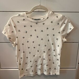 White Floral Patterned T-Shirt